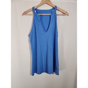 Lilly Pulitzer Arya Racerback V Neck Tank Blue Pima Cotton Womens S Preppy Beach
